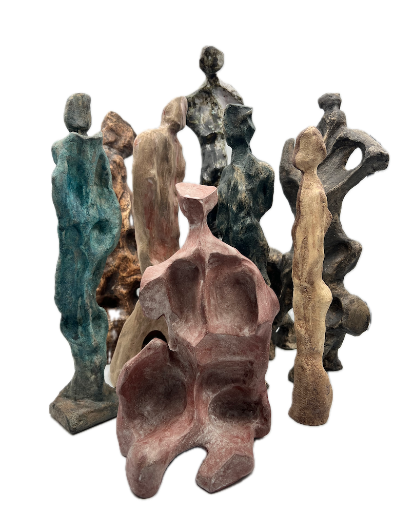 A collection of Martyn James ceramic sculptures